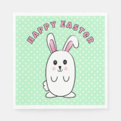 かわいいイースターバニー漫画ピンク白ミントグリーン スタンダードランチョンナプキン (正面)