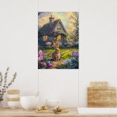 かわいいイースターバニー絵を描フローラのポスター ポスター (キッチン)