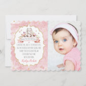 かわいいイースターバニー誕生日写真 サンキューカード (正面)