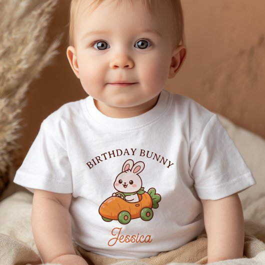 かわいいイースターバニー1歳の誕生日パーティー ベビーTシャツ
