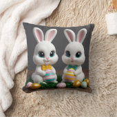 かわいいイースターバニー – かわいい大きな目バニーデザイン クッション (ブランケット)