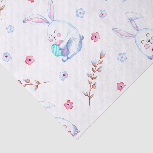 かわいいイースターバニー、イースターエッグと花 薄葉紙 (詳細)