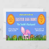 かわいいイースターバニー&エッグイングラスエッグ狩り招待状 招待状 (正面)