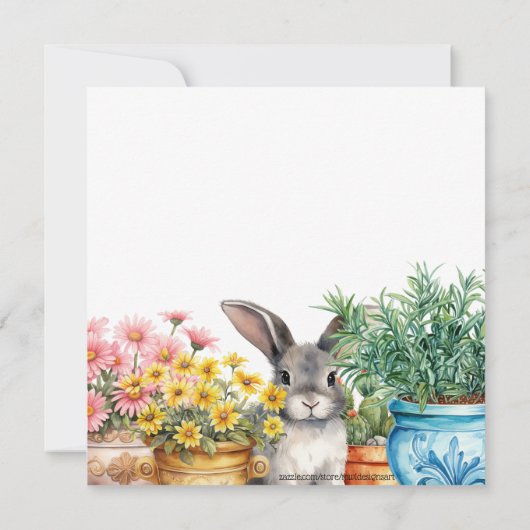 かわいいイースターバニー ガーデンでのイースターブランシュ 招待状 (裏面)