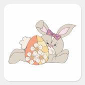 かわいいイースターバニー スクエアシール (正面)