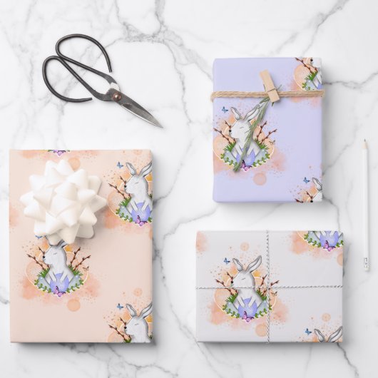 かわいいイースターバニー ラッピングペーパーシート (正面)