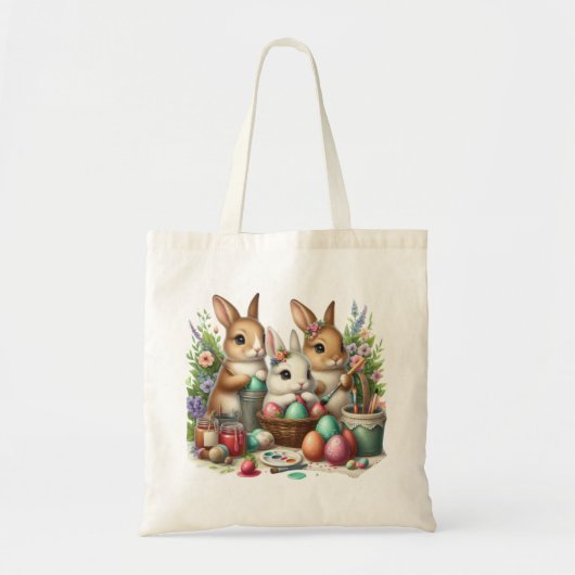 かわいいイースターバニー/春絵を描パーティー トートバッグ (正面)