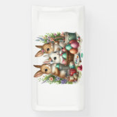 かわいいイースターバニー/春絵を描パーティー 横断幕 (縦)