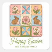 かわいいイースターバニー quilt パターン スクエアシール (正面)
