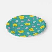 かわいいイースターパターンチキンエッグティール(緑がかった色)色おもしろい ペーパープレート (アングル)