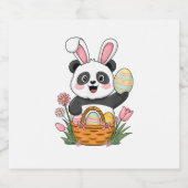 かわいいイースターパンダバニーラビットイースターエッグバスケットP スパークリングワインラベル (シングルラベル)