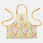 かわいいイースターピンクバニーガーデン卵狩りキッズイエロー エプロン (正面)