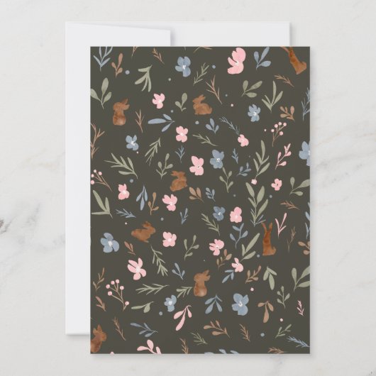 かわいいイースターフローラウサギ小さなバニー赤ちゃんシャワー 招待状 (裏面)