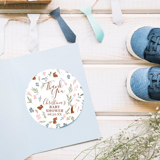 かわいいイースターフローラウサギ小さなバ感謝していニーユー ラウンドシール