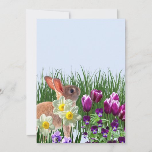 かわいいイースターブランチと卵の狩り家族 招待状 (裏面)