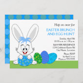 かわいいイースターブランチのバニーとエッグパーティー 招待状 (正面/裏面)