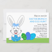 かわいいイースターブランチのバニーとエッグパーティー 招待状 (正面)