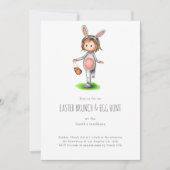 かわいいイースターブランチ卵狩りガールバニー 招待状 (正面)