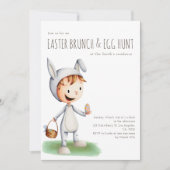 かわいいイースターブランチ卵狩りキッドバニー 招待状 (正面)