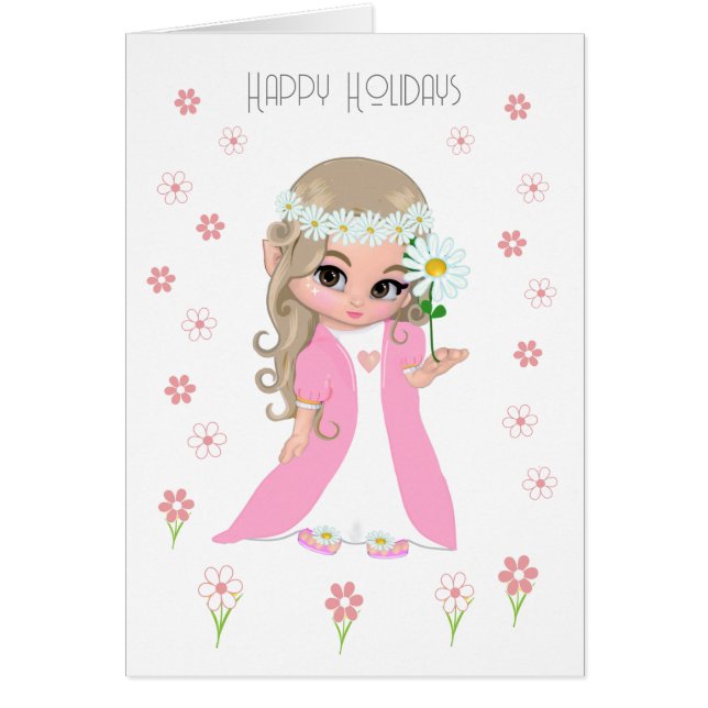 かわいいイースタープリンセス&ピンクの花 (正面)