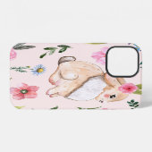 かわいいイースターラビットの花柄 iPhoneケース (裏面横)
