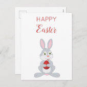 かわいいイースターラビットレッドイースター卵 シーズンポストカード (正面/裏面)