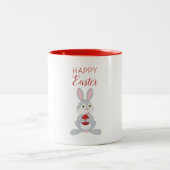 かわいいイースターラビットレッドイースター卵 ツートーンマグカップ (中央)