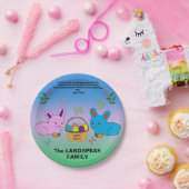 かわいいイースターラビット、卵バスケット&バイブル引用 ペーパープレート (パーティー)