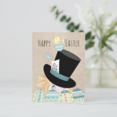 かわいいイースター不機嫌ハッターエッグと雛 シーズンポストカード (スタンド正面)