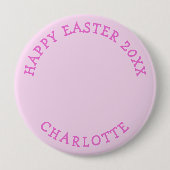 かわいいイースター写真 - 女の子のピンクの名前 缶バッジ (正面)