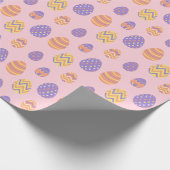かわいいイースター卵パターンカラフル春ピンク ラッピングペーパー (角)