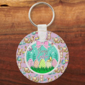 かわいいイースター卵狩りと蝶カラフル類 キーホルダー (正面)