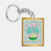 かわいいイースター卵狩りと蝶カラフル類 キーホルダー (正面左)