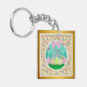 かわいいイースター卵狩りと蝶カラフル類 キーホルダー (正面左)