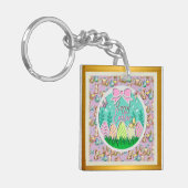 かわいいイースター卵狩りと蝶カラフル類 キーホルダー (正面左)