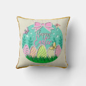 かわいいイースター卵狩りと蝶カラフル類 クッション (裏面)