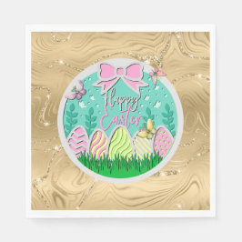 かわいいイースター卵狩りと蝶カラフル類 スタンダードランチョンナプキン