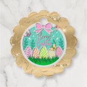 かわいいイースター卵狩りと蝶カラフル類 フェイバータグ (正面)