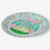 かわいいイースター卵狩りと蝶カラフル類 ペーパープレート (アングル)