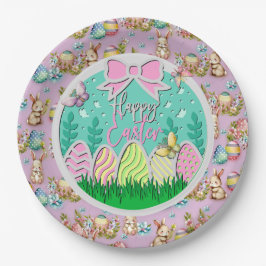 かわいいイースター卵狩りと蝶カラフル類 ペーパープレート