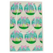 かわいいイースター卵狩りと蝶カラフル類 ミディアムペーパーバッグ (正面)