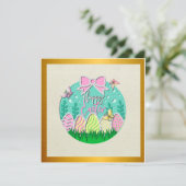 かわいいイースター卵狩りと蝶カラフル類 招待状 (スタンド正面)