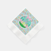 かわいいイースター卵狩りと蝶カラフル類 縁ありカクテルナプキン (角)