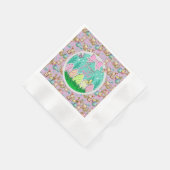 かわいいイースター卵狩りと蝶カラフル類 縁ありカクテルナプキン (角)