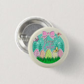 かわいいイースター卵狩りと蝶カラフル類 缶バッジ (正面&裏面)