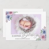 かわいいイースター恵みのスクリプトフォト シーズンカード (正面/裏面)