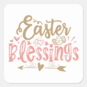 かわいいイースター恵みワードアート スクエアシール (正面)