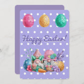 かわいいイースター格言とイースターエッグ シーズンカード (正面/裏面)