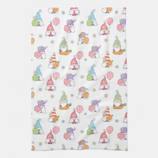 かわいいイースター格言ガーリー春の花卵 キッチンタオル (縦)