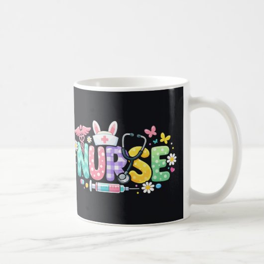 かわいいイースター看護師医療ユーモア コーヒーマグカップ (右)